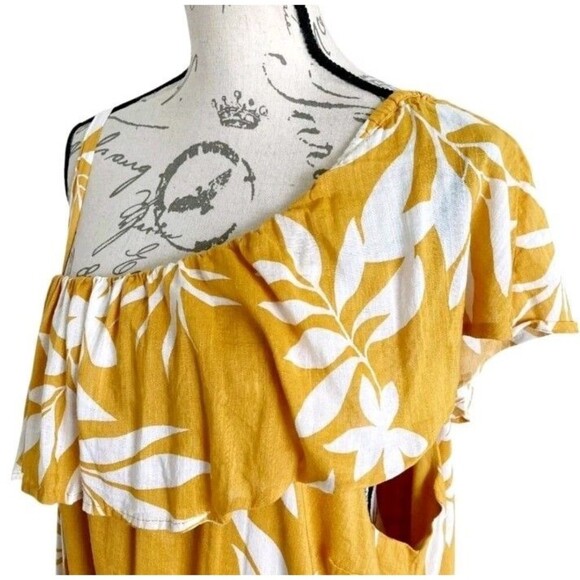 Old Navy Dress Lot of 2 size 3X White Yellow Floral Boho One Shoulder Vacation - Picture 6 of 16
